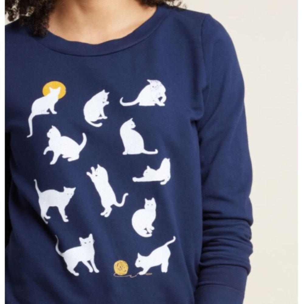 ModCloth Sittin' Kitty Graphic Sweatshirt